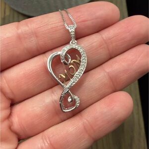 Silver and Gold Heart Pendant Necklace